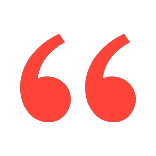 Red quotation marks on a black background.